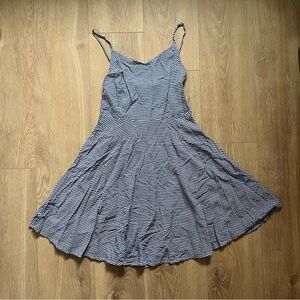 Blue and white gingham mini strap dress